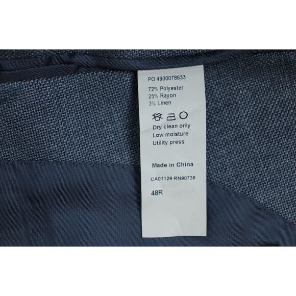 Lauren Ralph Lauren Blazer Mens 48R Blue Hopsack 2 Buttons Single Breasted - Picture 6 of 9